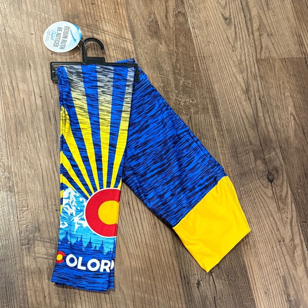 Robin Ruth Colorado Active Leggings - Blue & Yellow Women’s S - NWT